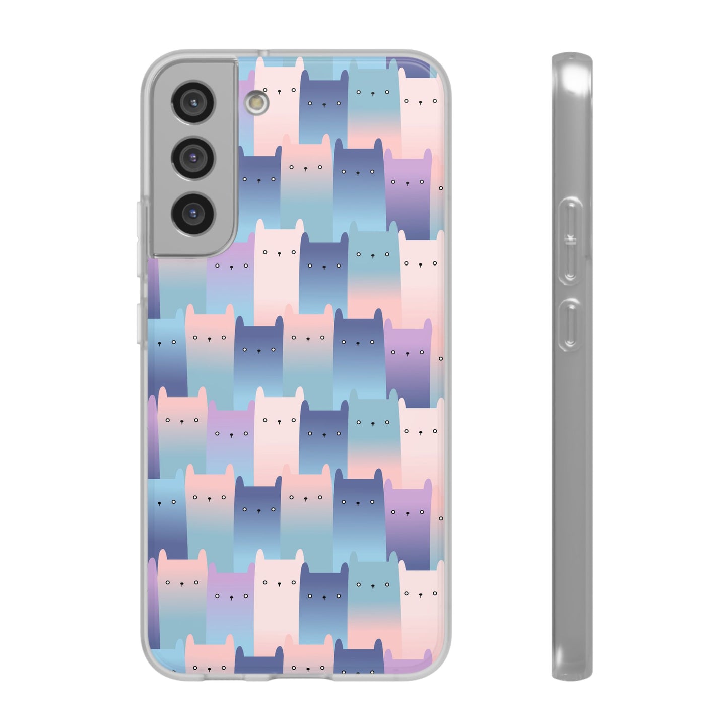 Capa de Telemóvel Flexível - Gatos Roxos