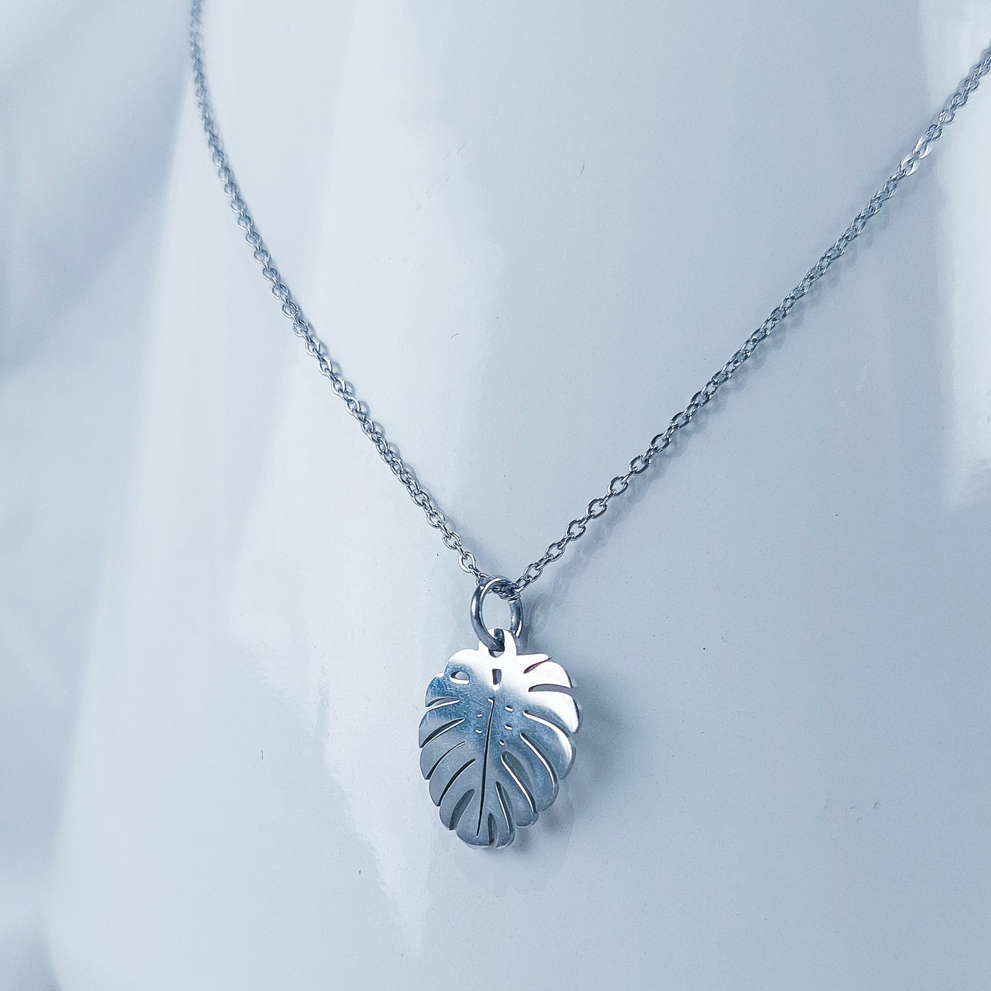 Colar de Aço Inoxidável com Monstera