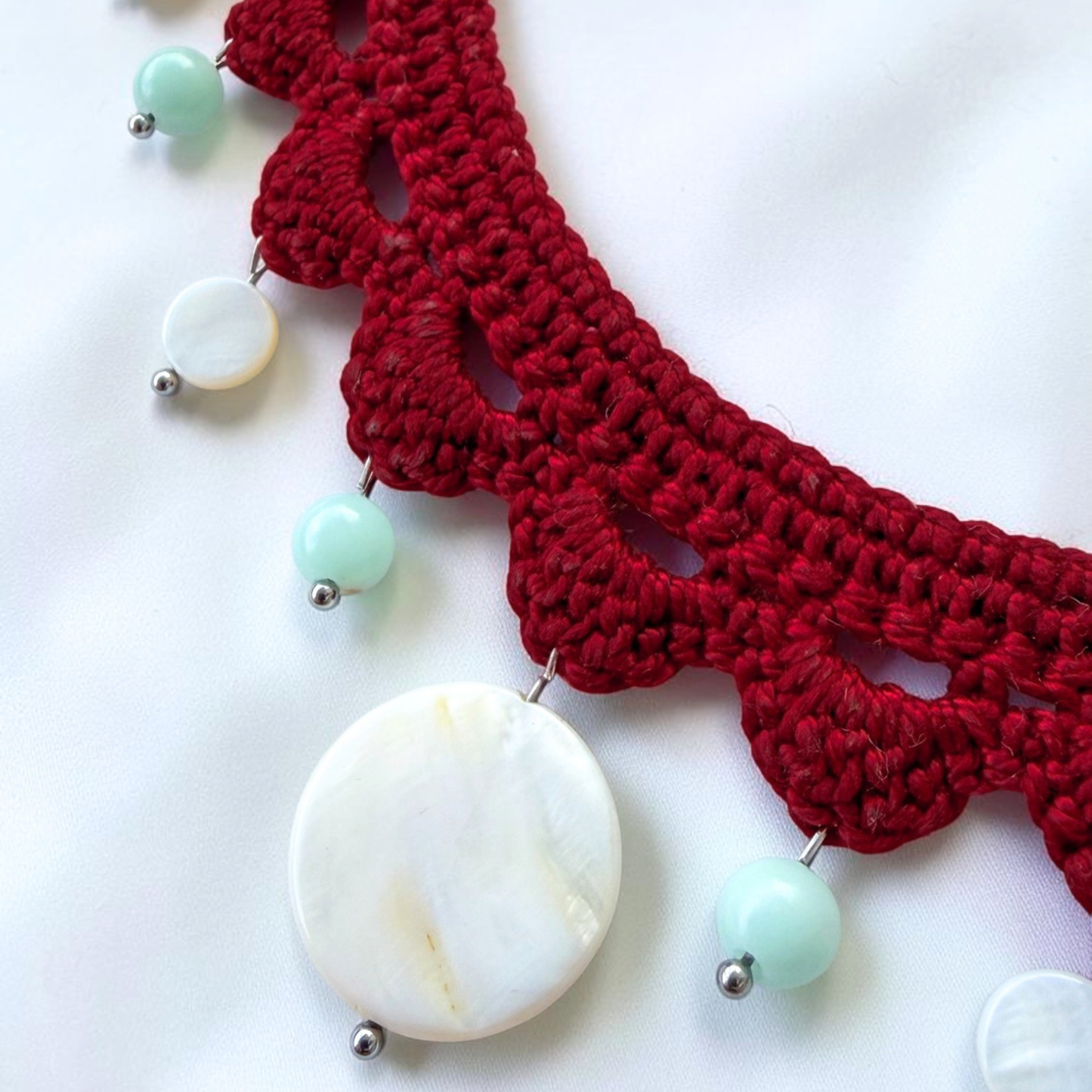 Colar Crochet - Ondas - Bordeaux
