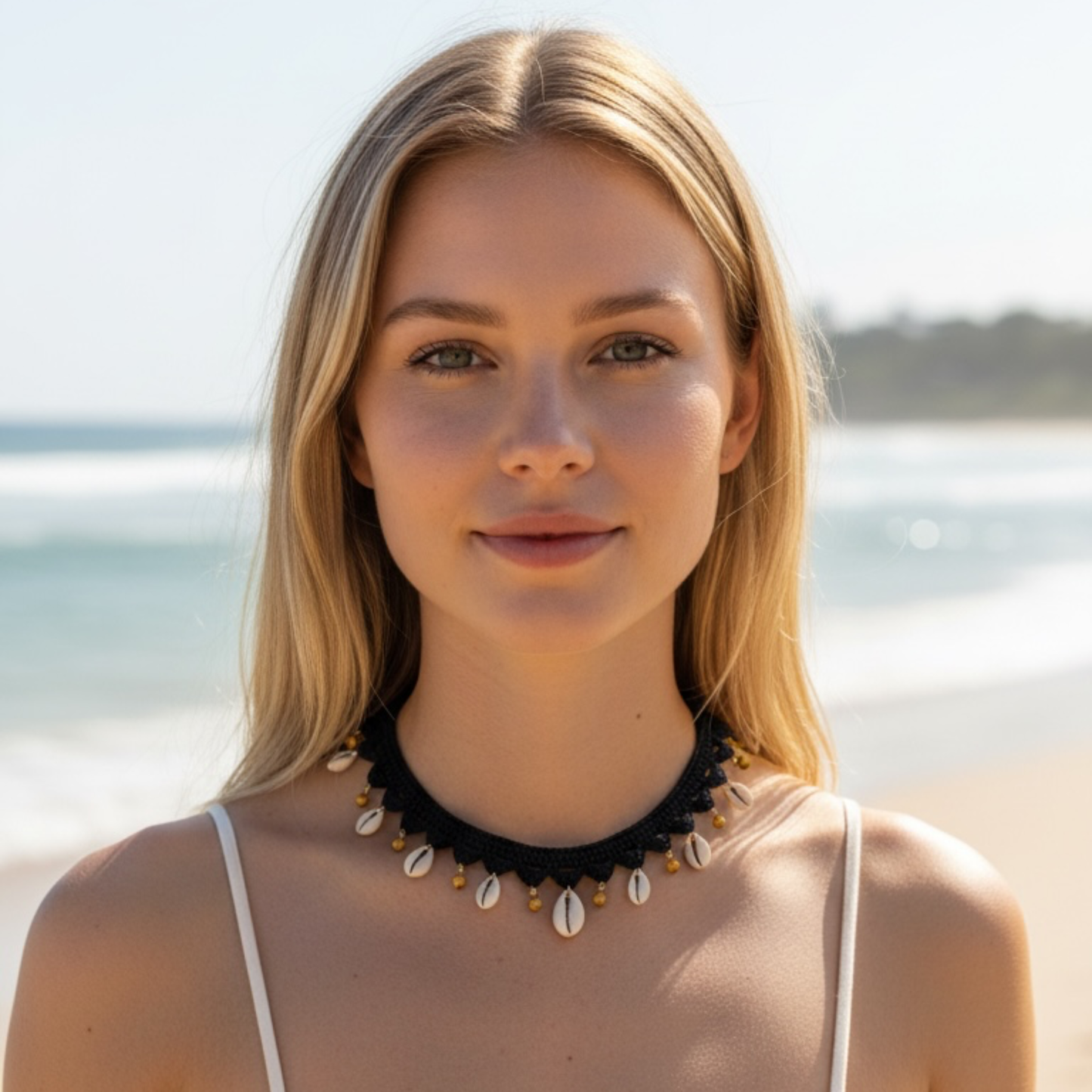 Colar Crochet - Ondas - Preto