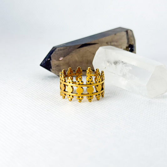 Anel Ajustável Coroa - Ouro
