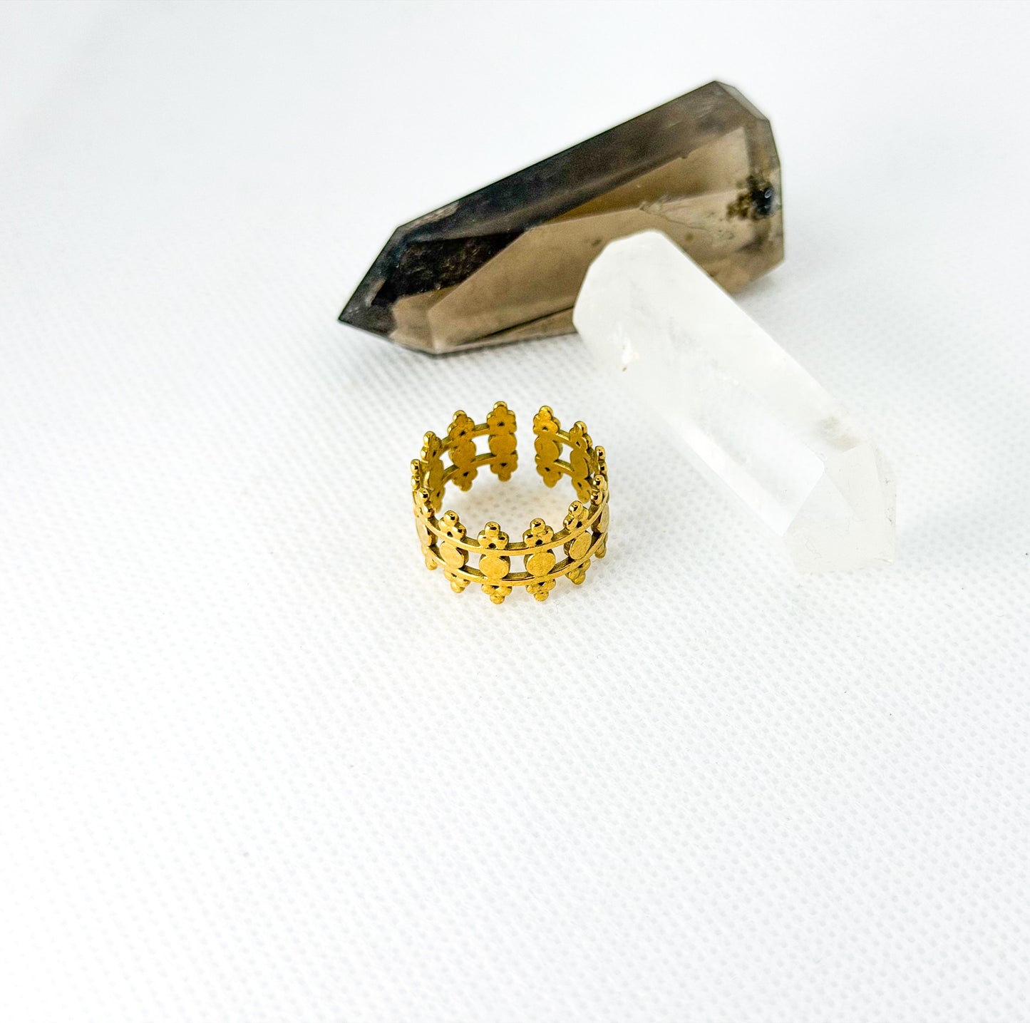 Anel Ajustável Coroa - Ouro