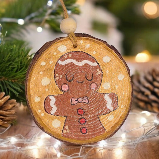 Ornamento de Natal Pintado à Mão - Bolacha de Gengibre